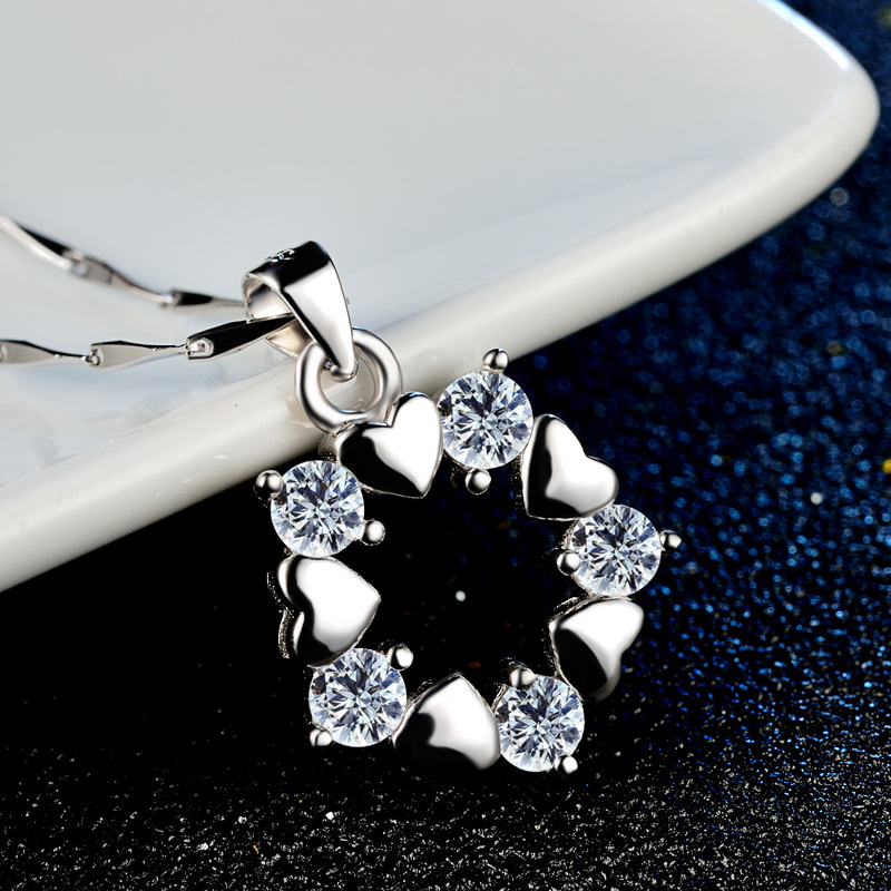 Japonés y coreano estilo fresco personalizado clavícula cadena collar s925 plata esterlina moda diamante con incrustaciones de ZIRCON flor colgante femenino al por mayor