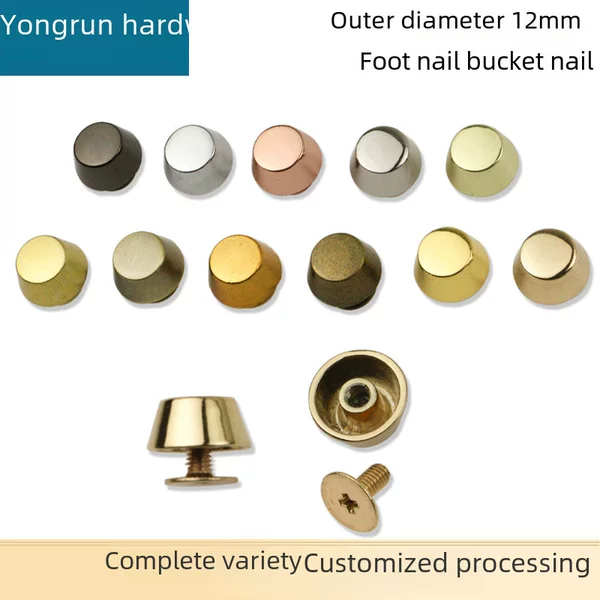 12mm wide luggage leather bag decorative buckle bottom screw bucket decorative nail arc surface screw