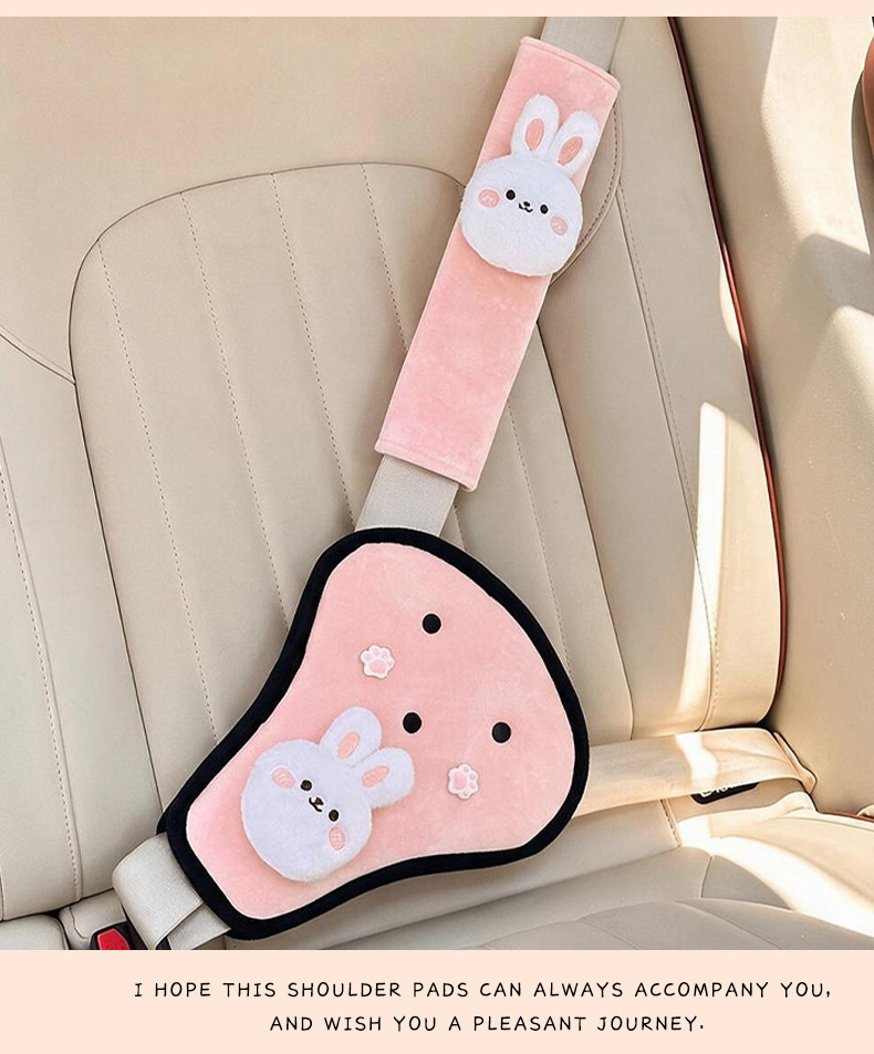 Cute car seatbelt shoulder pad decoration for children, car-mounted anti-neck-strangling baby protector with adjustable strap