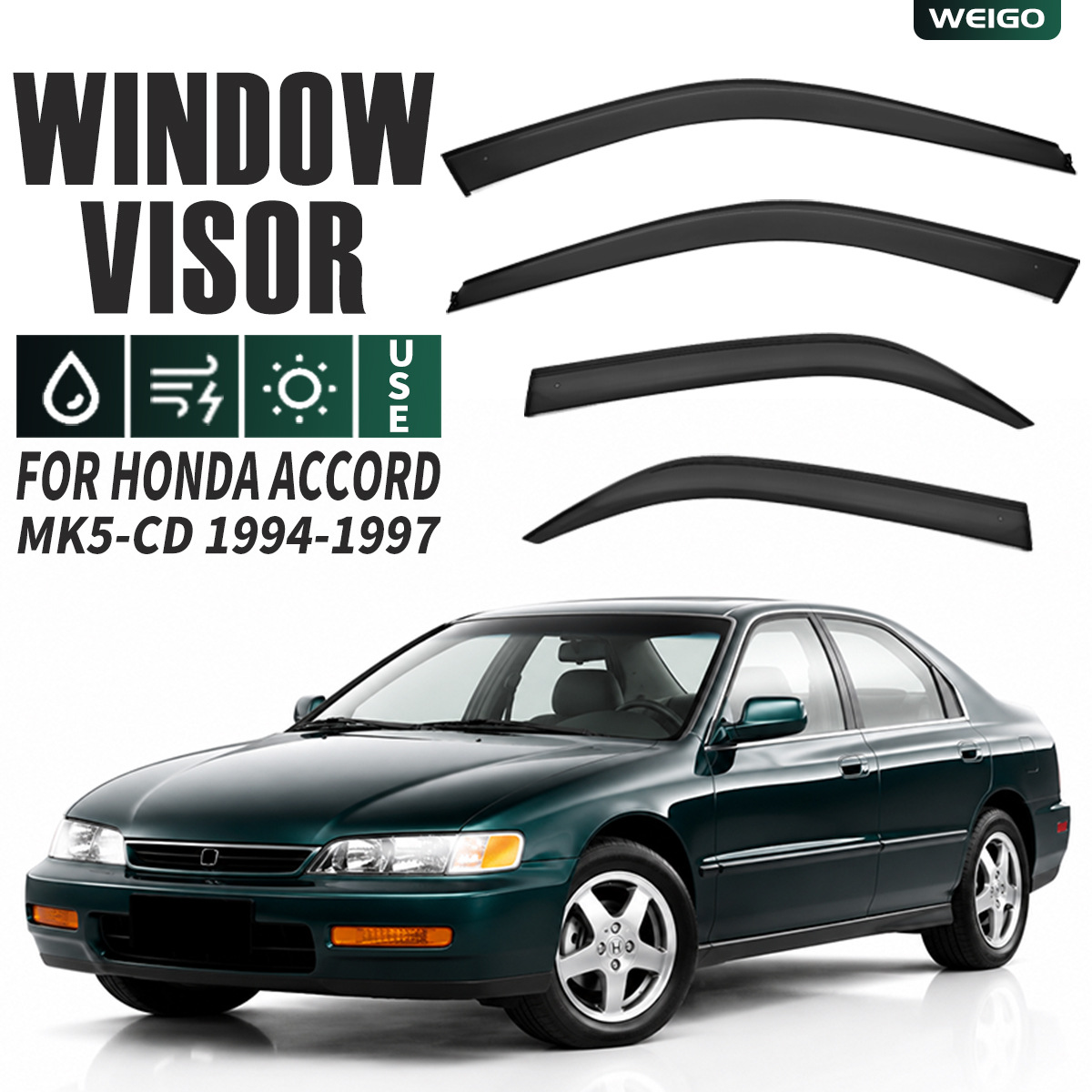 Suitable for Honda Accord Window Visor, Side Window Deflector, Rain Shield