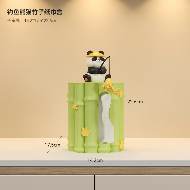낚시 팬더 대나무 티슈 상자