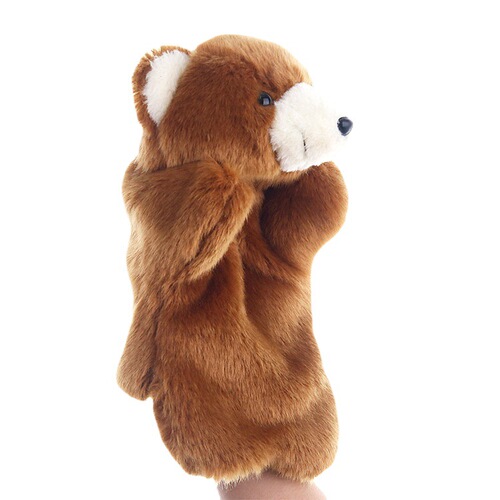 Yiwu factory mixed batch teddy bear hand puppet plush toy small animal brown bear finger doll children preschool education comfort