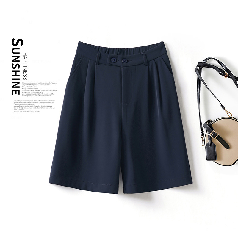 Blue High-Waisted Chiffon Shorts for Women, Casual and Stylish Mid-Length Shorts, Summer Thin Fashion Wide-Leg Pants Blue High-Waisted Chiffon Shorts for Women, Casual and Stylish Mid-Length Shorts, Summer Thin Fashion Wide-Leg Pants