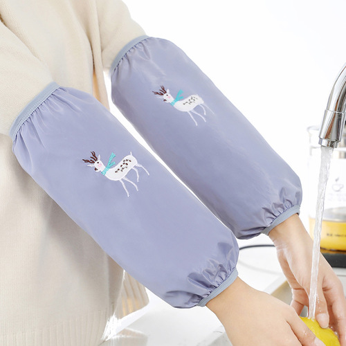 Ruiya winter waterproof sleeves in optional colors for women long Christmas elk embroidered kitchen oil-proof sleeves for men