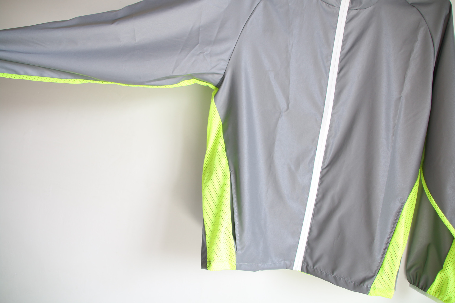 Abbigliamento da uomo, giacca riflettente colorata, sport all'aria aperta, con giunture in rete, giacca con cappuccio traspirante_voghion.com