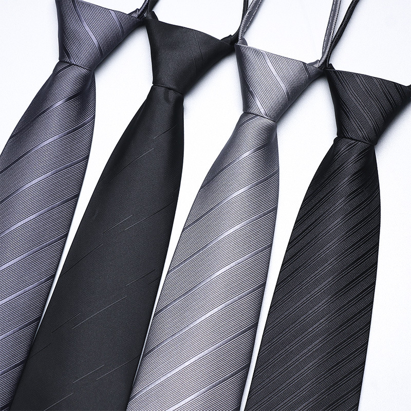 Tie-Free Men's Black Dress Business Zipper Grey Easy to Pull Groom One Pull Suit High-End Wedding