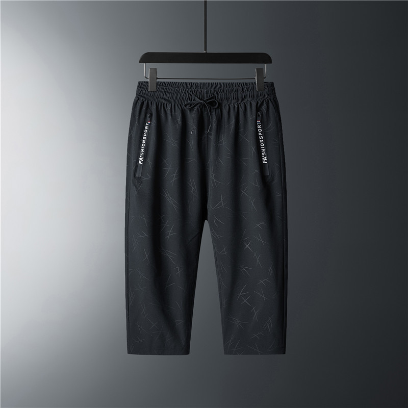 Hombres más tamaño verano transpirable ligero hielo seda recortada pantalones juventud ocio al aire libre fresco aire acondicionado pantalones stretch shorts