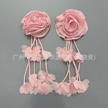 欧美现货立体雪纺飘带手工花朵五叶花DIY潮流配饰胸花服装箱包辅