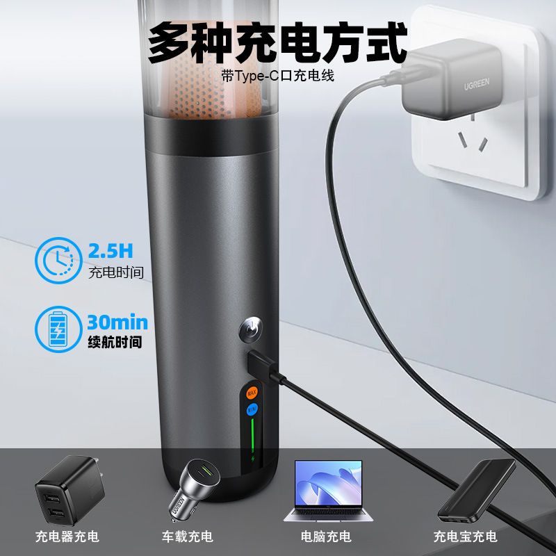Wireless car vacuum cleaner, high-power vacuum cleaner, super strong suction, high-power portable handheld car vacuum cleaner