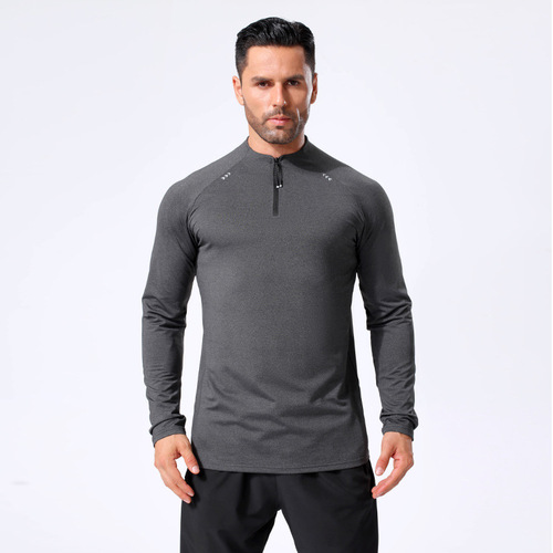 lulu autumn and winter new men's sports small collar half-zip long-sleeved tops outdoor running fitness quick-drying clothes