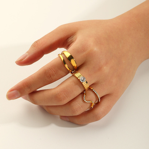Cross-border internet celebrity INS style stainless steel ring adjustable geometric ring 18k furnace electroplated titanium steel ring wholesale