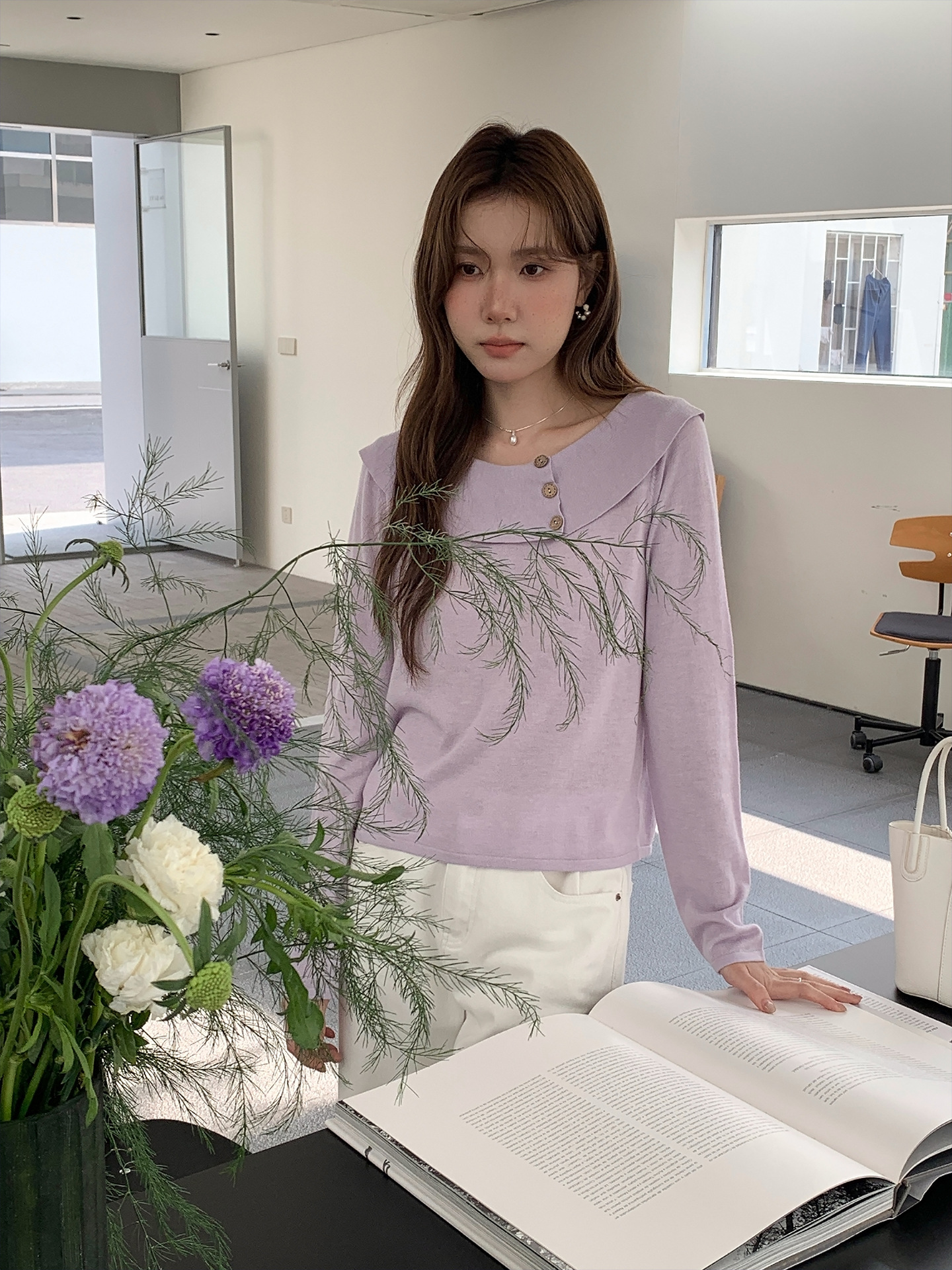 26ye047 taro purple knitted outerwear