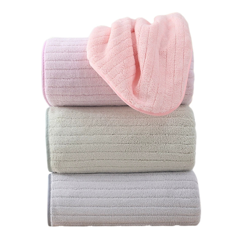 Toalla de baño absorbente extra grande casa de baños para adultos Toalla grande a rayas suave y cómoda Toalla de playa multicolor de terciopelo coral