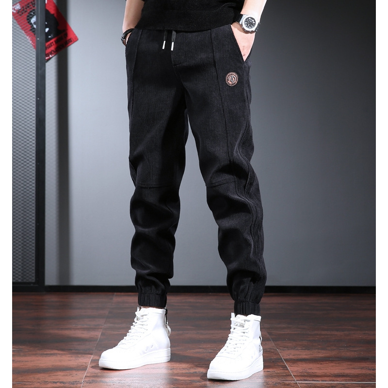 Casual Pants Men's Autumn and Winter 2024 Nouching Leg Harlan Sports Pants fleece-lined Warm Corduroy Pants