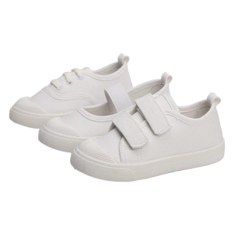 Весенне-Осенняя детская обувь Школьные белые туфли Детская парусиновая обувь на мягкой подошве, детская Тканевая обувь среднего и большого размера для мальчиков и девочек, белая оптом