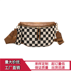 跨境pu包包新款时尚女士单肩包百搭格子包大容量贝壳包轻便斜挎包