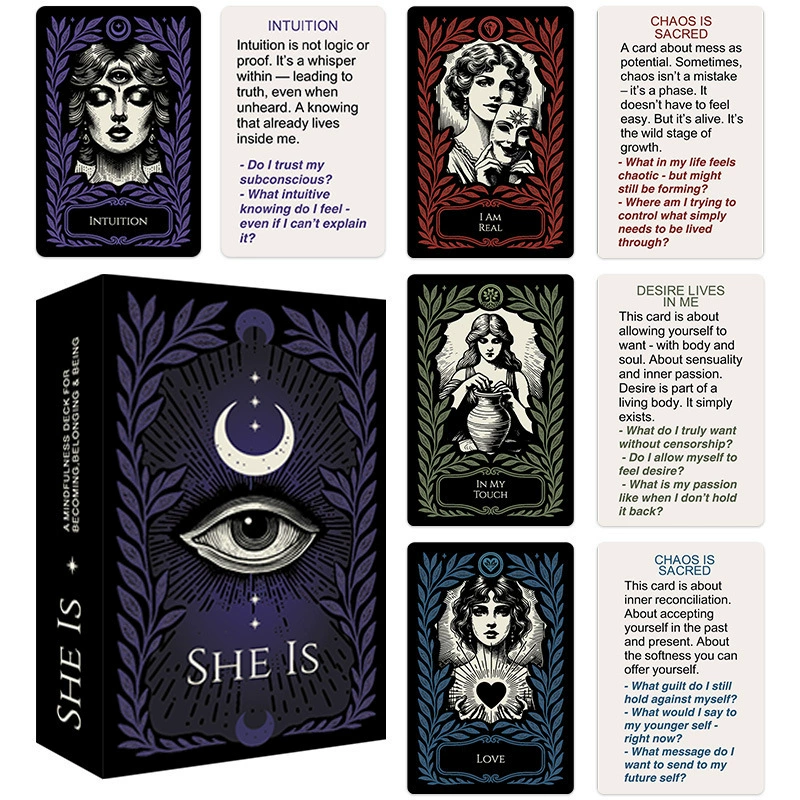Кросс-бордерный новый продукт SHE IS: набор карт для духовного исцеления, 52 карты для медитации и осознанности, готовый склад от производителя