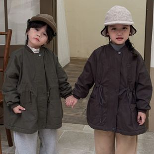 Children's Windbreaker fleece-lined Thickened Winter Warm Thick Coat for Boys and Girls Girls 24 New Winter Clothes Baby Cotton Clothes