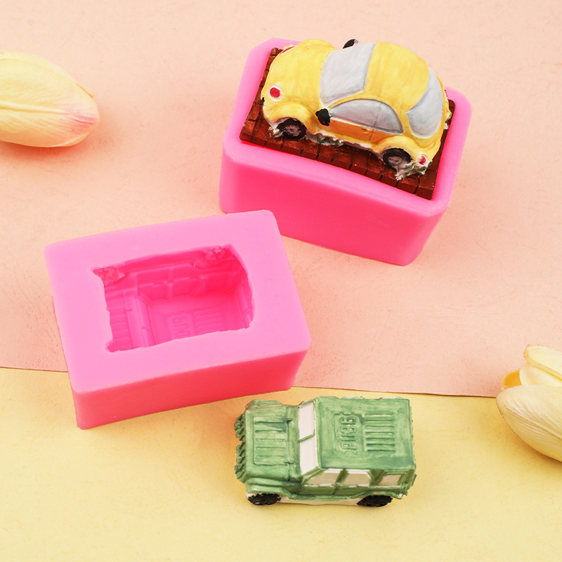 Coche pastel molde jalea pudding silicona molde 3D 3D dibujos animados lindo pastel mousse decorativo molde
