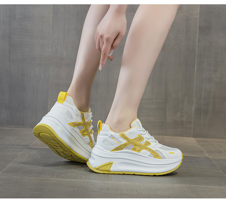 Giày sneaker nữ đế dày tăng chiều cao lưới thoáng khí mùa hè phong cách thể thao — M2916-2 Vàng kem, M2916-2 Xám kem, M2916-2 Xám chi tiết 17