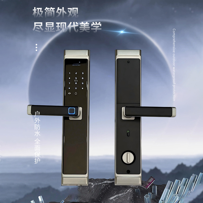 不锈钢通用指纹锁家用防盗门密码锁户外庭院防水防冻智能锁批发