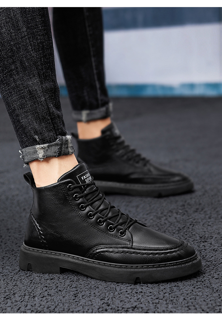 Podzim/zimní boty Martin Ultra Fiber Leather, britský styl, krátké boty, moderní šněrovací pracovní boty,_voghion.com