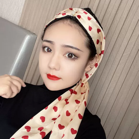 Женская шляпа-тюрбан с повязкой на голову и шелковым шарфом, шляпа с точечной лентой, закрывает седые волосы, свежий стиль на все времена года.