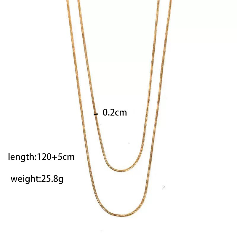 【XKN0372】 1.2m 【라운드】스네이크 체인 스웨터 체인 골드