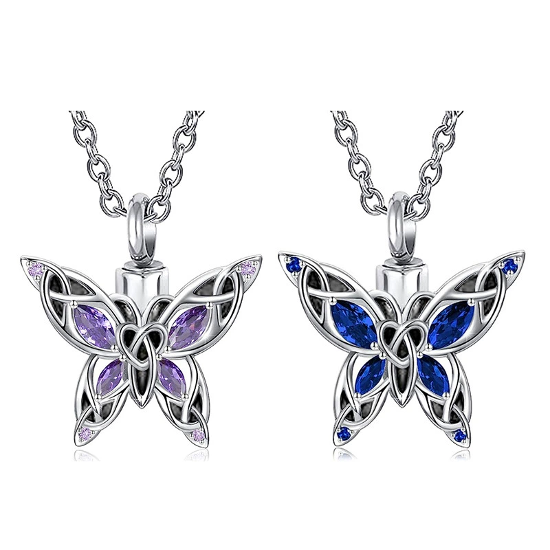 Трансграничные горячие продажи бабочки пепел ожерелье из нержавеющей стали памятные подвески для домашних животных пепел кулон памятные ожерелья спот