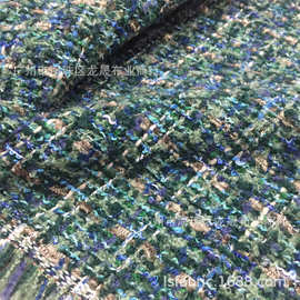 粗纺 小香风外套布料 绿色 男女衬衫大衣面料 批发 箱包饰品可用