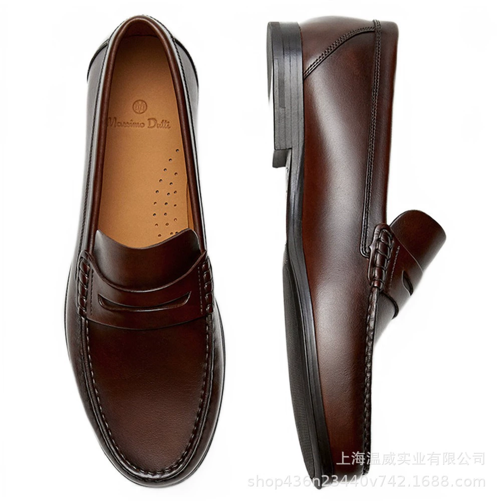 Трансграничные популярные мужские лоферы из телячьей кожи в стиле ретро, Высококачественная износостойкая повседневная обувь ручной работы из полированной кожи