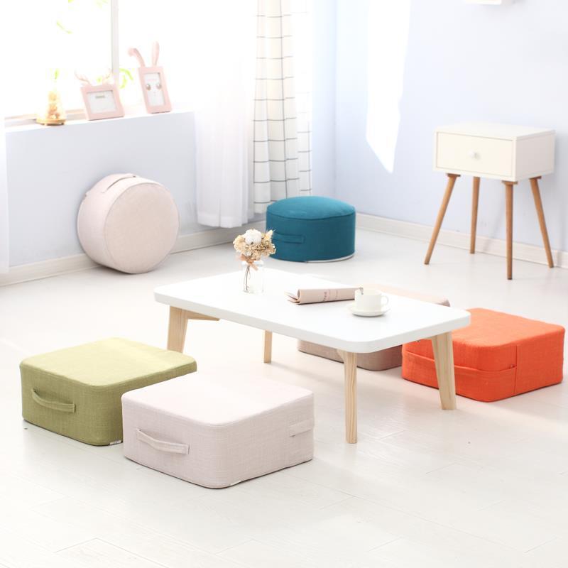 Linen Futon Cushion Floor Removable and Washable Thickened Japanese Square Living Room Bedroom Sitting Pier Tatami Coffee Table Low Stool