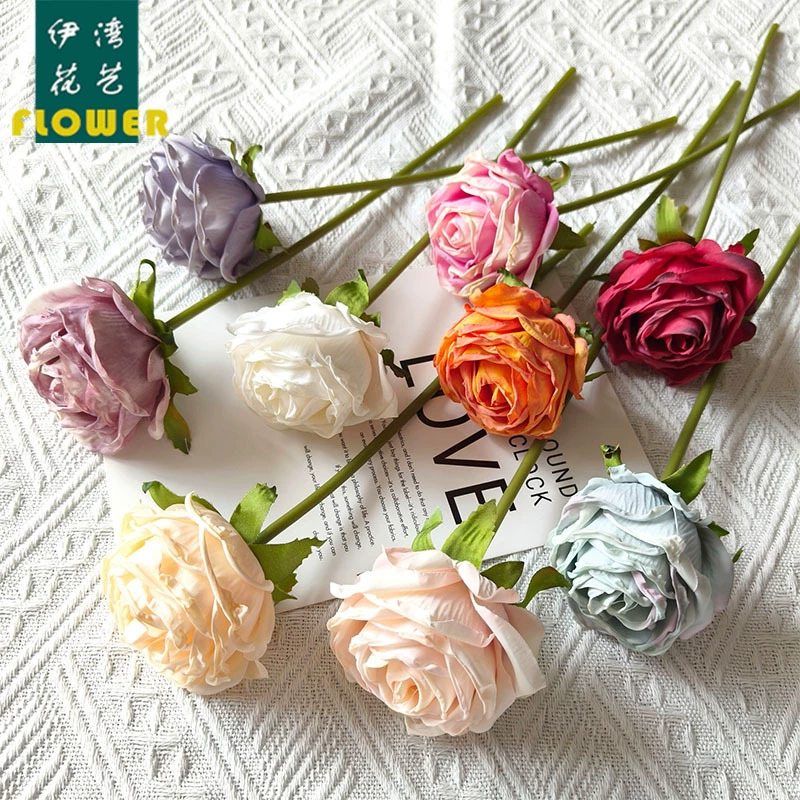 Одиночный сухой горящий личи-розовый куст, связанный вручную, внешняя торговля, трансграничный взрыв, увядший и засохший, имитация цветка, украшение для дома, декоративные цветы