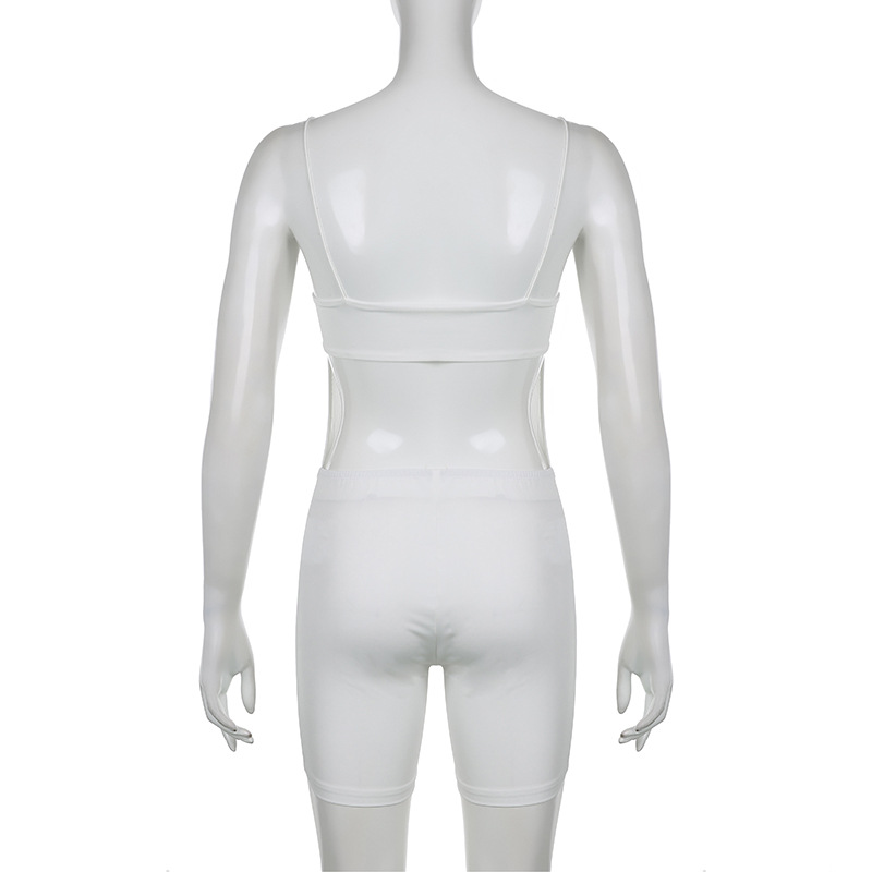 Women Streetwear Special Mesh See through Stitching Hollow Out Cutout Backless Sexy Sling Jumpsuit Summer