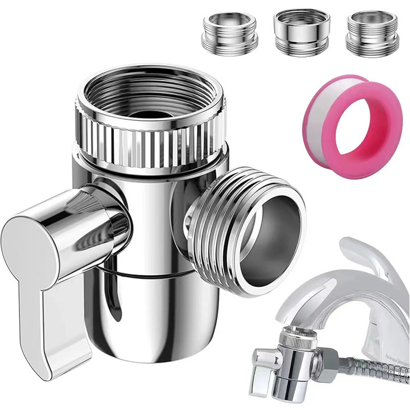 Washbasin faucet external washing machine water pipe shower nozzle switching valve one-in two-out three-way water separator Washbasin faucet external washing machine water pipe shower nozzle switching valve one-in two-out three-way water separator
