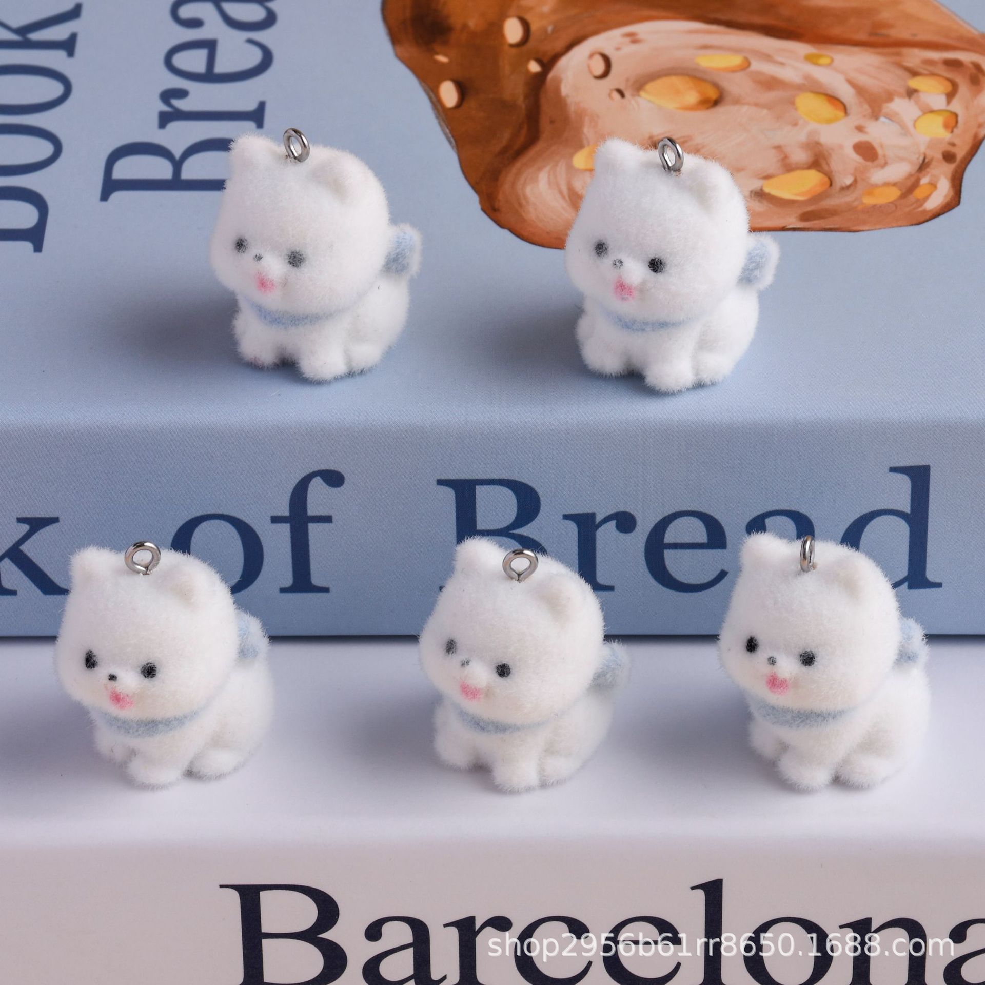 새로운 수지 사모예드 배낭 펜던트 수제 키 체인 휴대 전화 체인 링 diy 재료 액세서리 도매