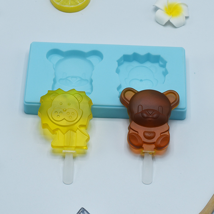 Molde de hielo hogar bricolaje creativo molde de helado de silicona caja de paletas con tapa molde de helado de dibujos animados