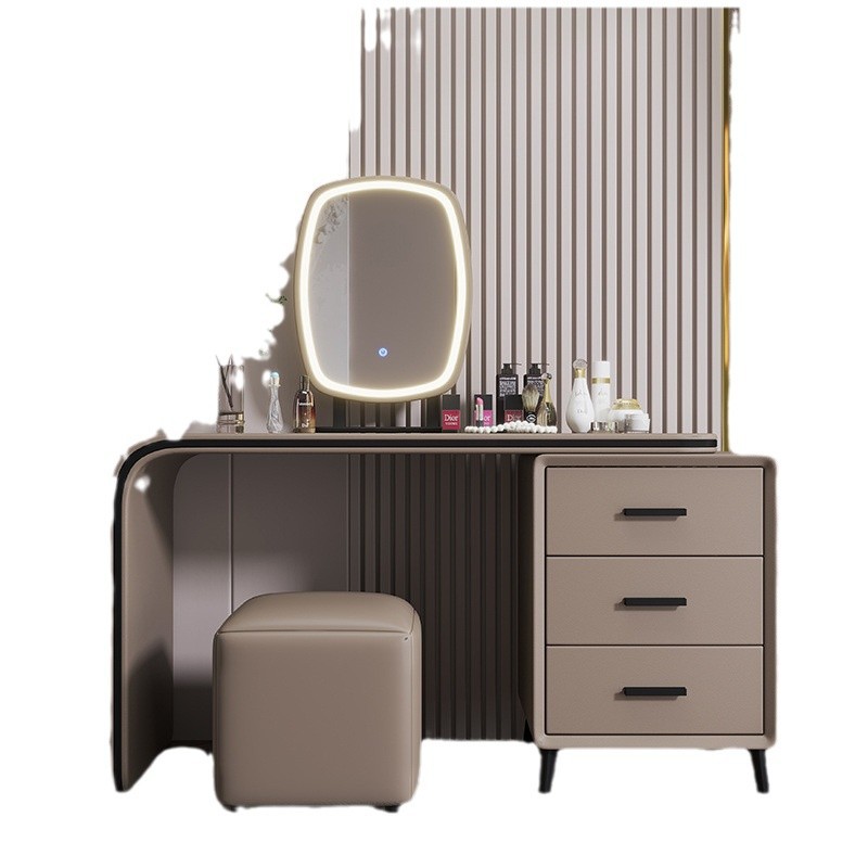 Dormitorio moderno simple italiano de lujo ligero de madera maciza mesa de tocador cabecera de cama un gabinete de almacenamiento para mujeres pequeñas mesas de maquillaje