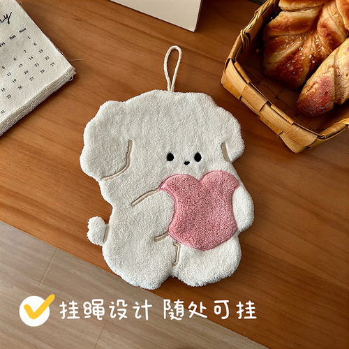 Love puppy hand towel, hanging lint-free, super absorbent kitchen supplies, children's square towel, hand towel