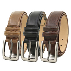 Belt Men's genuine leather belt 3.3CM wide pin buckle trouser belt Japan's best-selling casual belt foreign trade cross-border