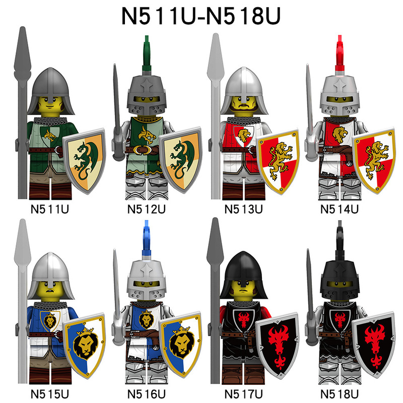 Foreign trade goods N511U-518U vintage cavalry series educational building block minifigure toy in bag