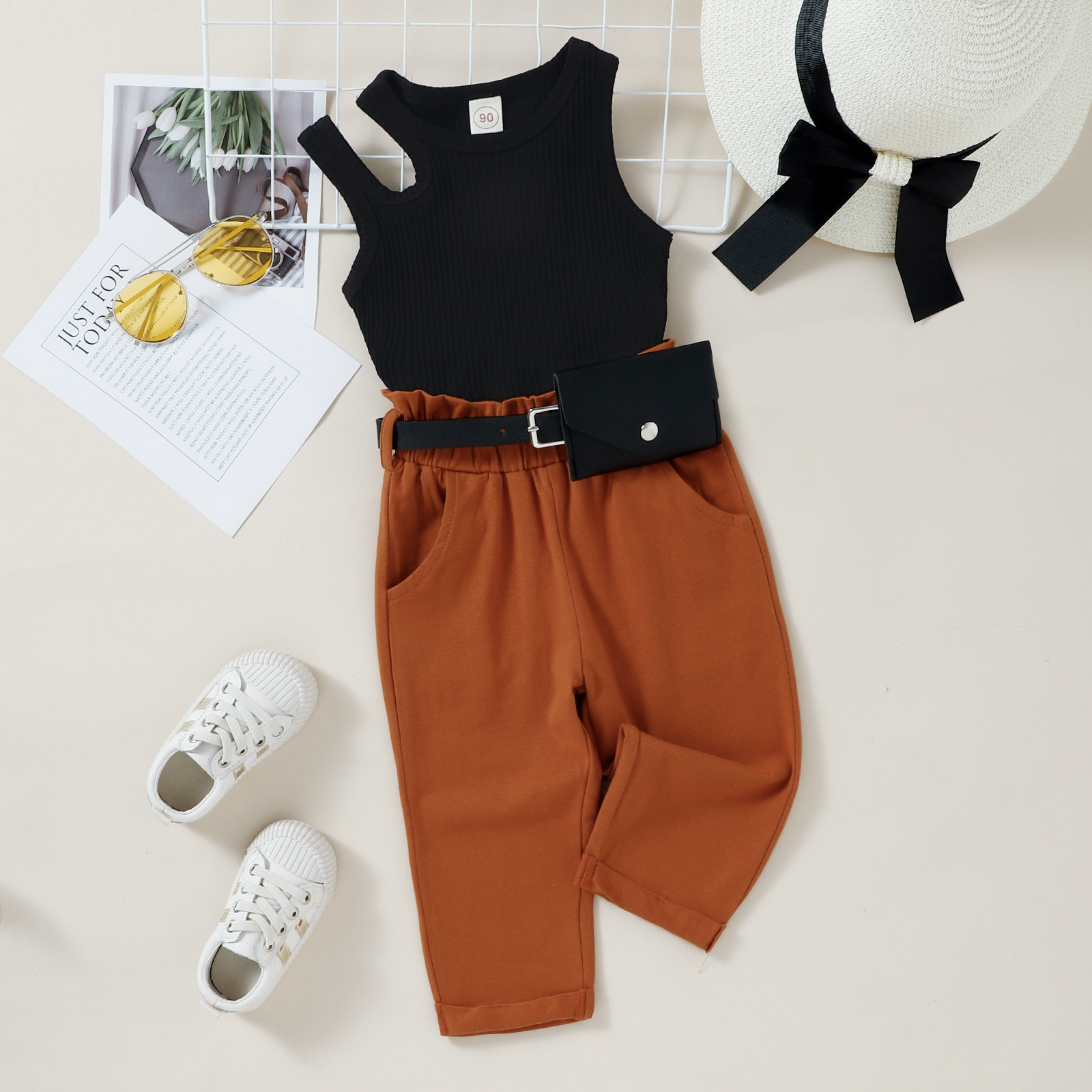 Pants Sets Sets Type 2 Pieces Set Quantity Daily Occasion Fashion Solid Color Cotton Girls Clothing Sets