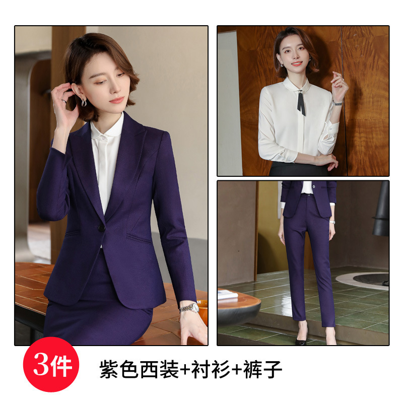 Purple classic suit jacket, trousers, shirt