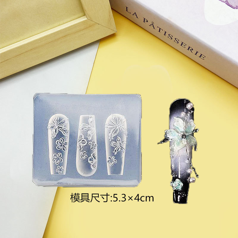 Molde de manicura amor arco en relieve flor ornamentos molde abrasivo alta permeabilidad estereoscópica DIY decoración molde de silicona