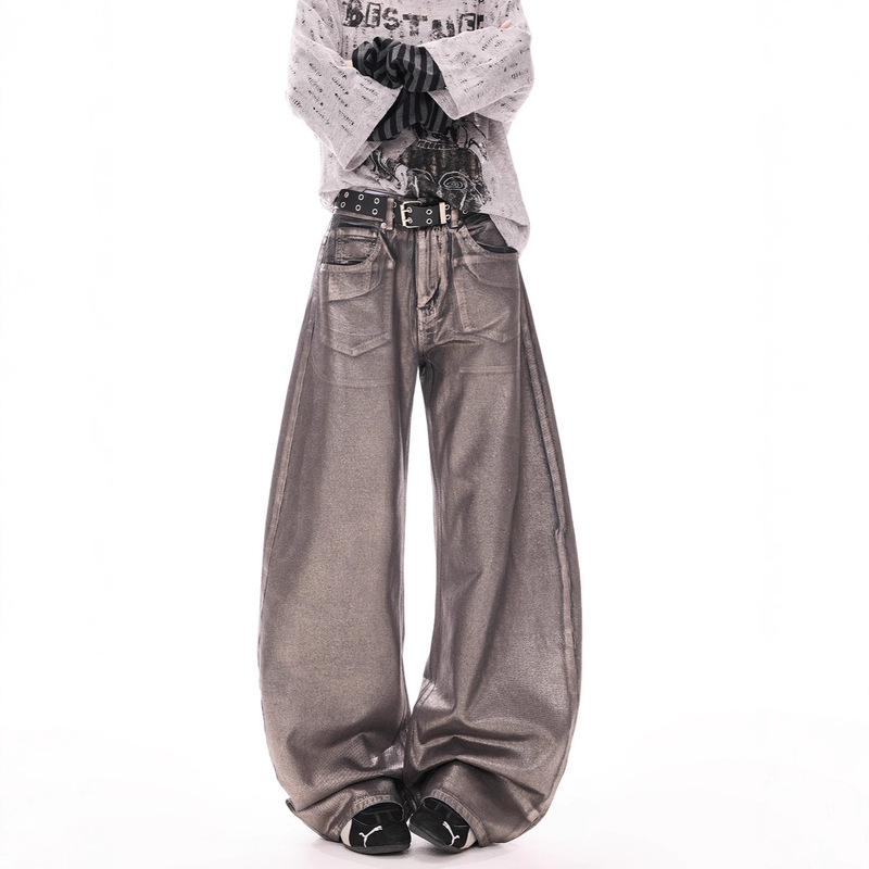 Retro American Wide-Leg Sexy Jeans 2025 Autum New High-Waisted Loose Washed Slim Floor-Length Pants