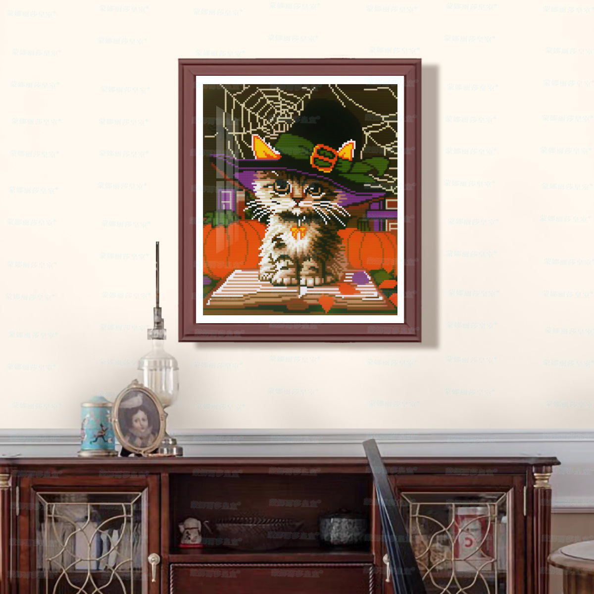 Mona Lisa real sombrero de bordado cruzado gato nuevo lindo gatito curar la decoración del vestíbulo de la sala de estar bordado a mano image 1