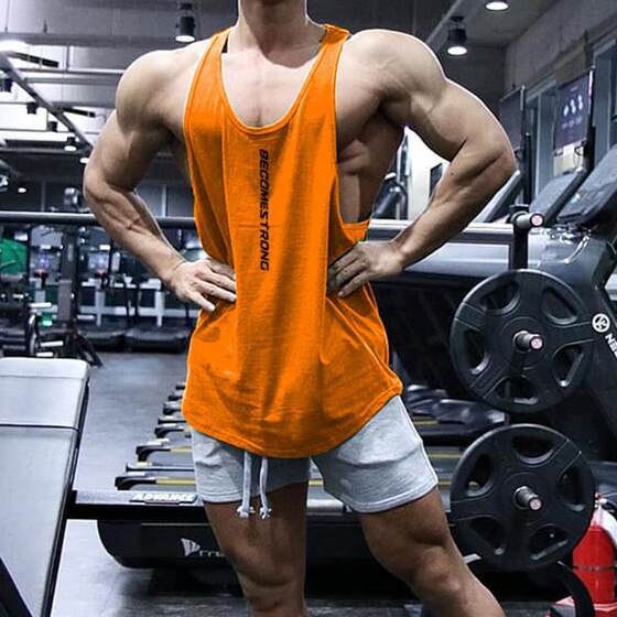 Sports vest men's summer quick-drying stretch Fitness bodybuilding sleeveless T-shirt sweat-absorbent running training loose top clothes