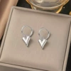 【G216】Sharp love earrings Steel color