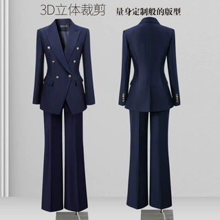 西装套装女秋冬高级感正装职业通勤气质干练西服外套珠宝店工作服