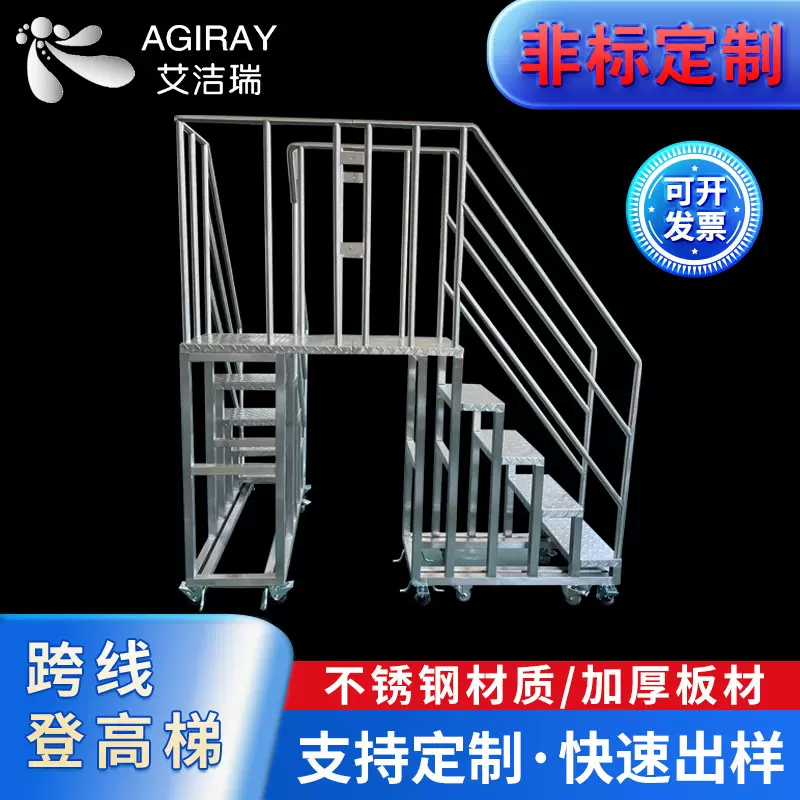 无尘车间跨线登高梯 厂家批发仓库取货可移动304不锈钢登高梯
